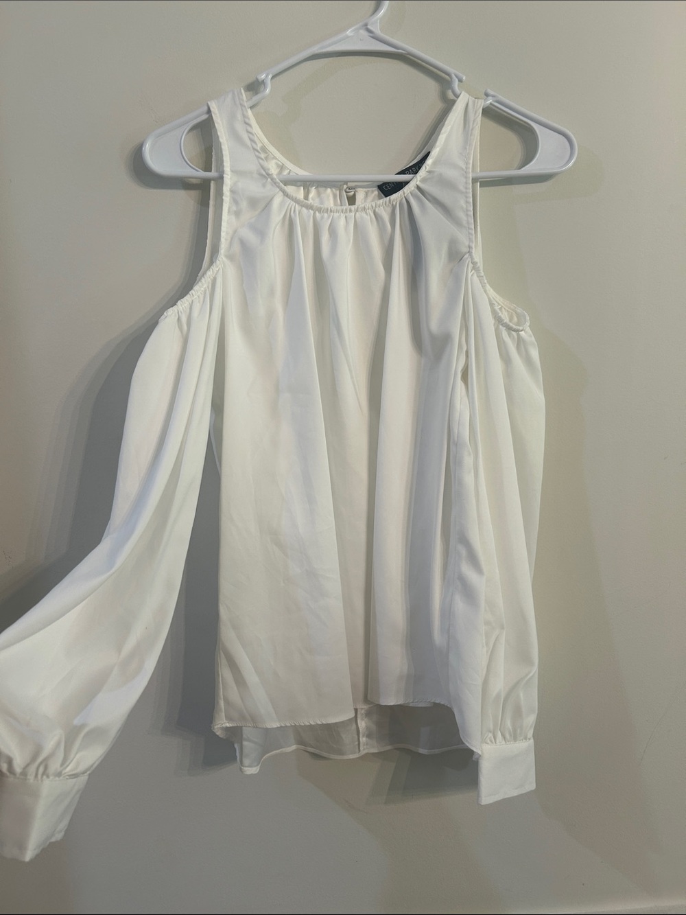 Central Park West White Cold-Shoulder Long Sleeve Blouse